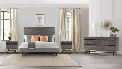 61" Gray Solid Wood Six Drawer Double Dresser