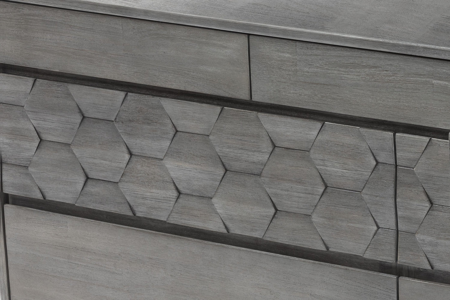 61" Gray Solid Wood Six Drawer Double Dresser
