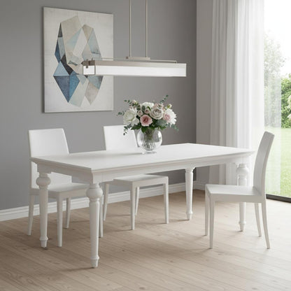 71" White Solid Wood Dining Table