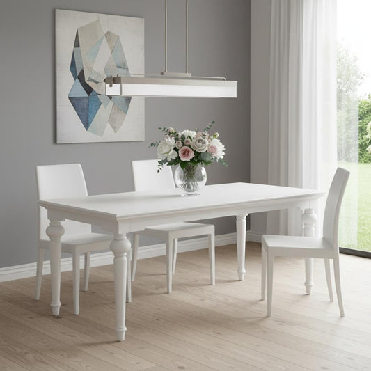 71" White Solid Wood Dining Table