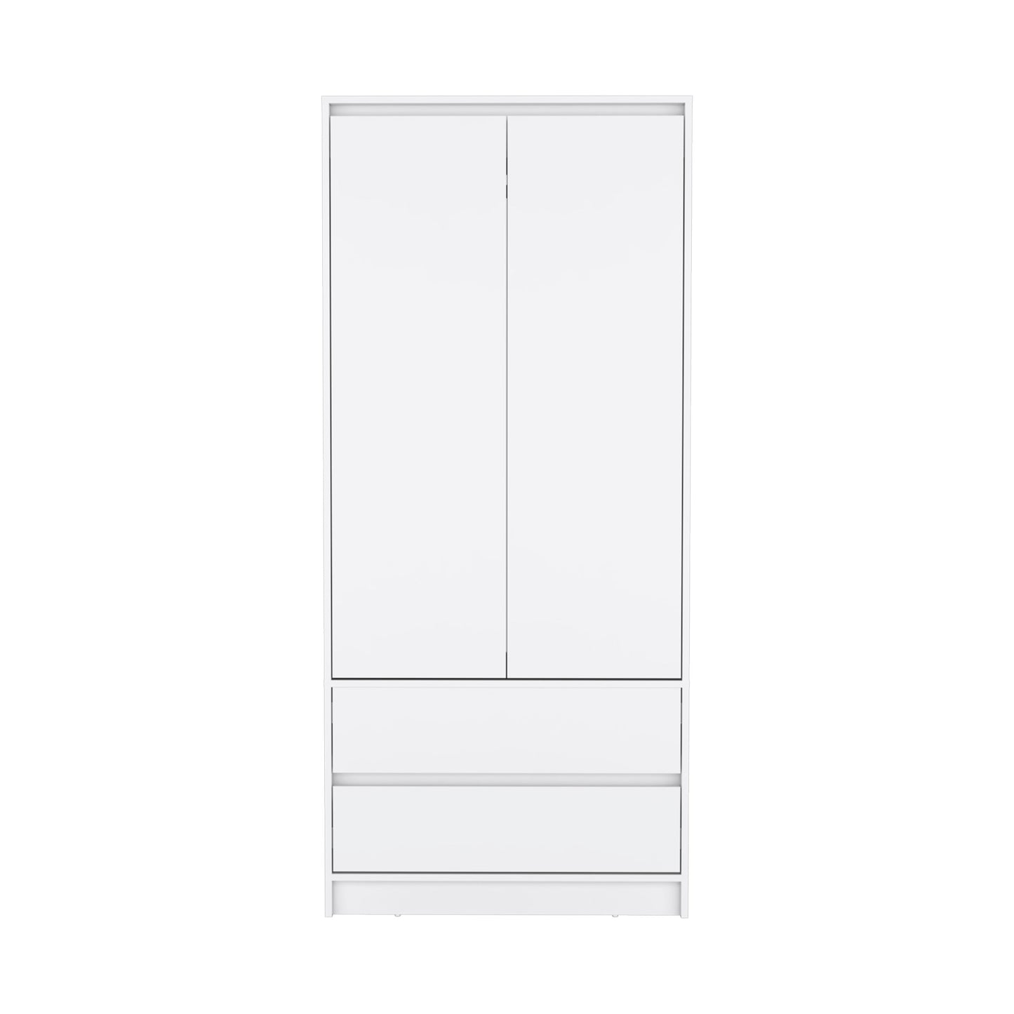 71" White Wood Two Door Two Drawer Combo Dresser