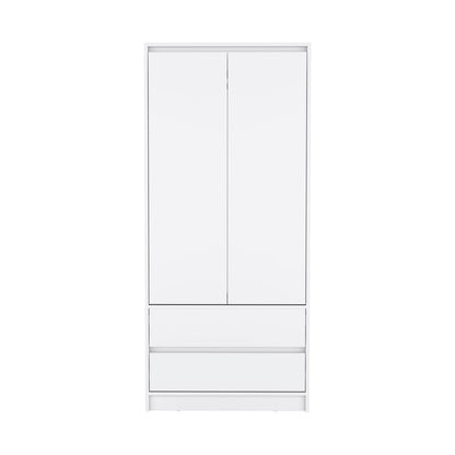71" White Wood Two Door Two Drawer Combo Dresser