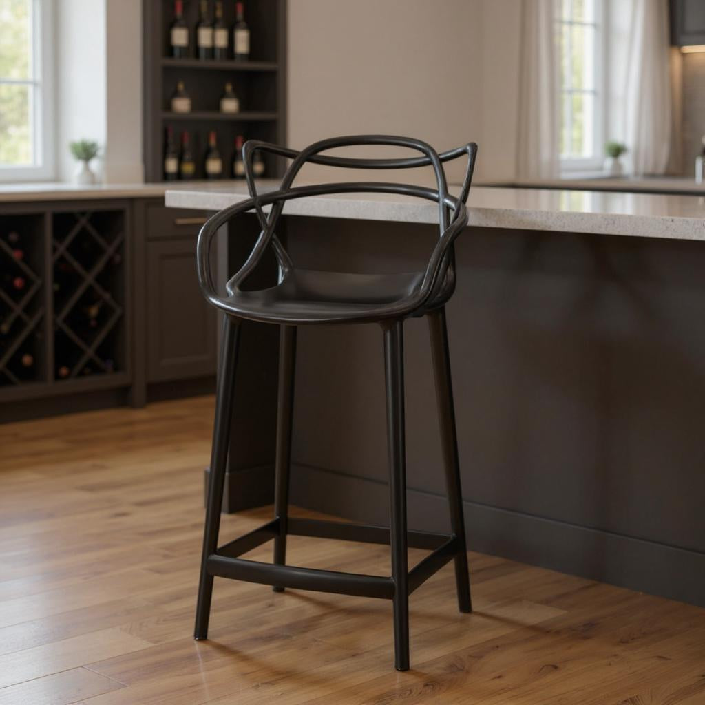 31" Black Heavy Duty Plastic Bar Height Bar Chair