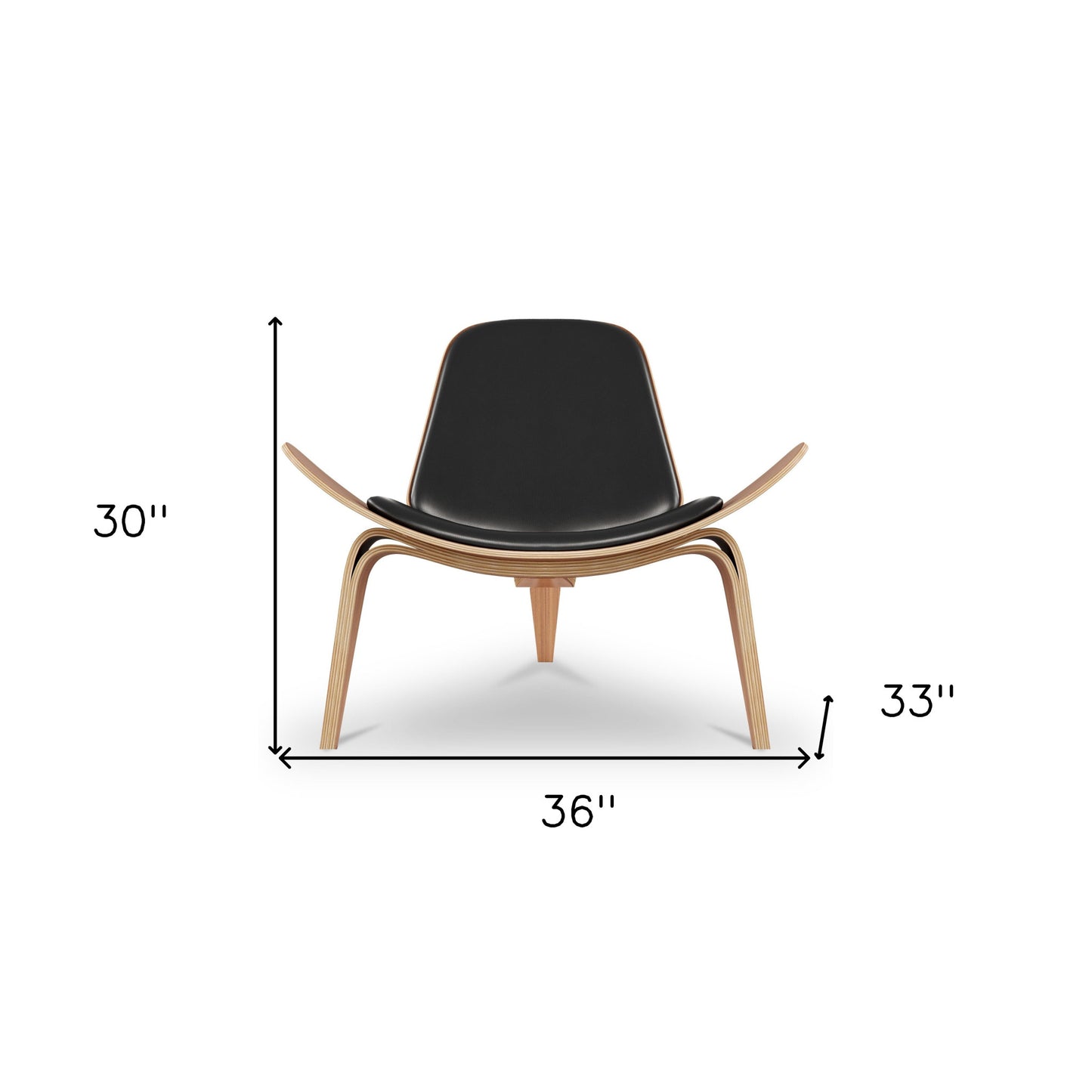 36" Black and Brown Faux Leather Lounge Chair