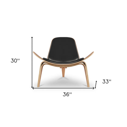 36" Black and Brown Faux Leather Lounge Chair