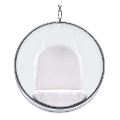 42" White Faux Leather Balloon Chair