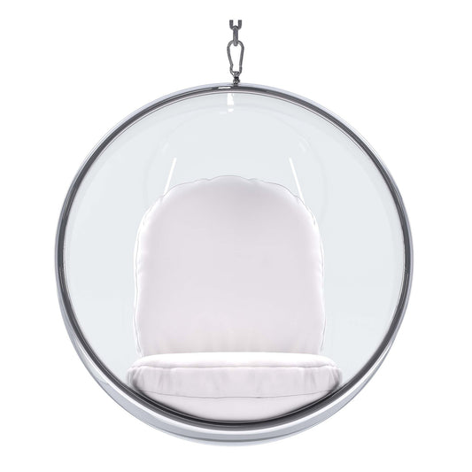 42" White Faux Leather Balloon Chair