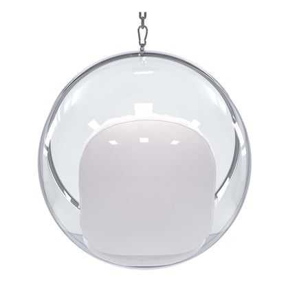 42" White Faux Leather Balloon Chair