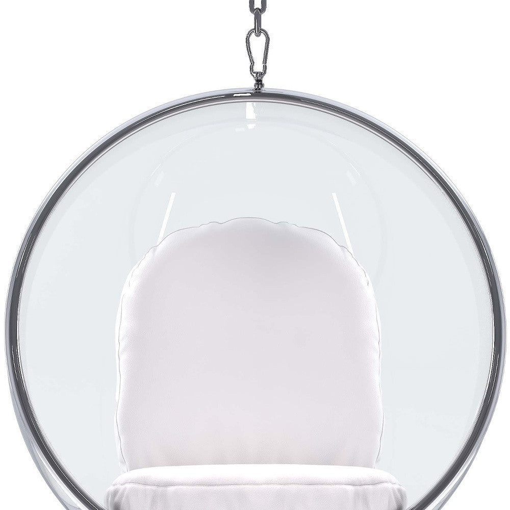 42" White Faux Leather Balloon Chair