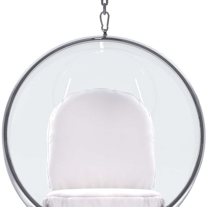 42" White Faux Leather Balloon Chair