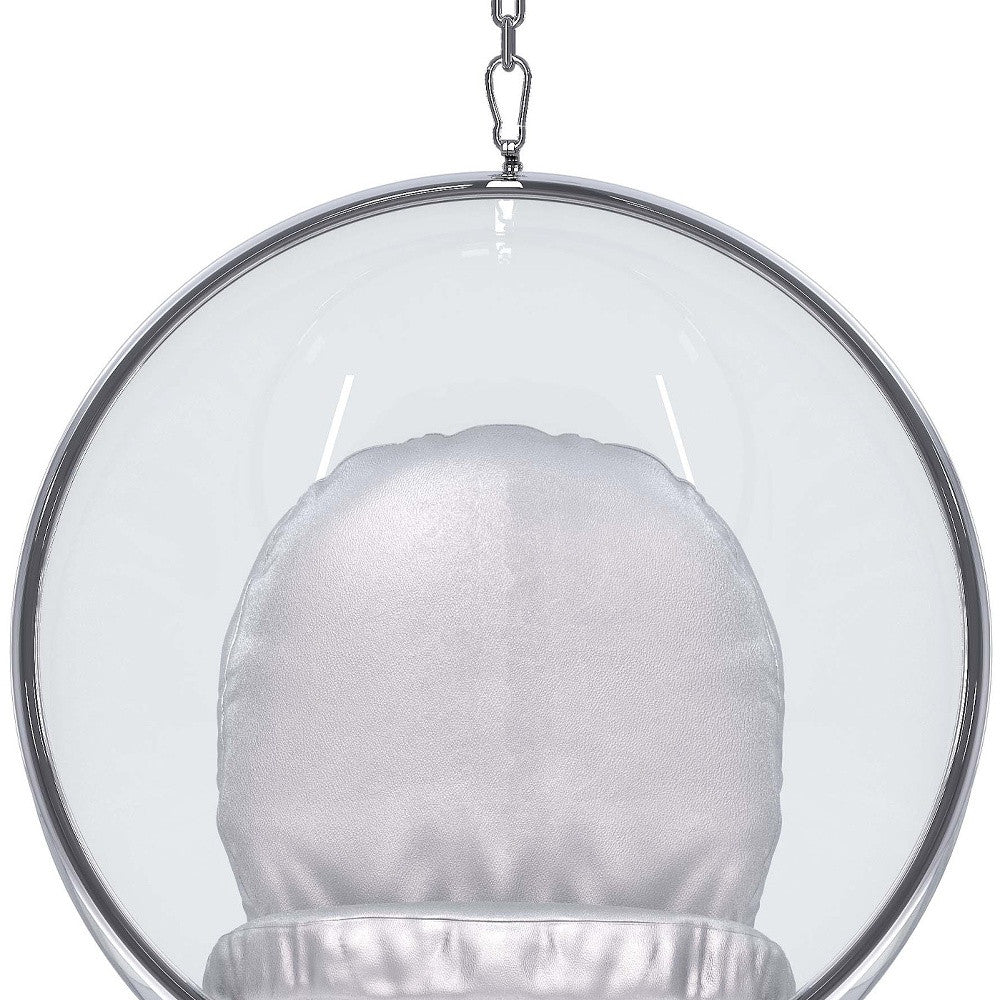 42" Silver Faux Leather Balloon Chair
