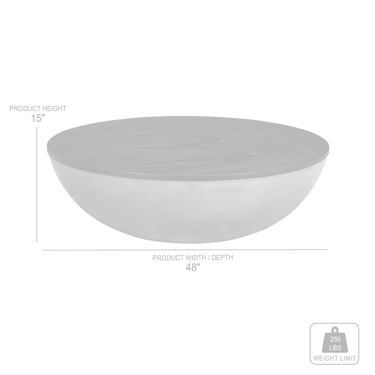 48" Brown And Gray Solid Wood And Concrete Round Coffee Table