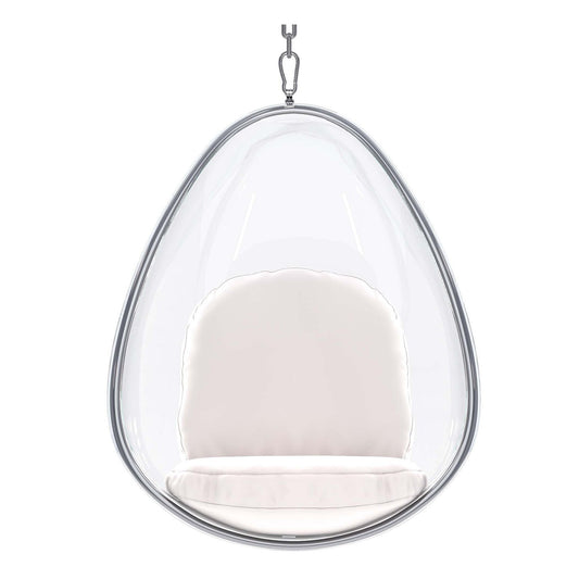 27" White Faux Leather Balloon Chair