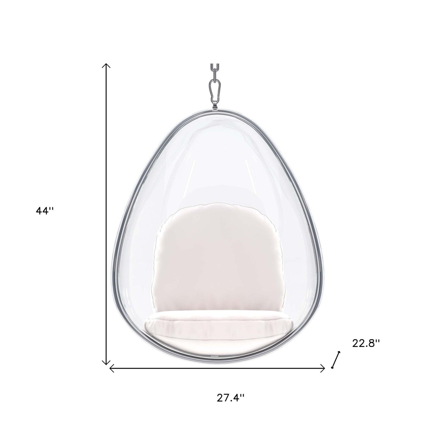 27" White Faux Leather Balloon Chair