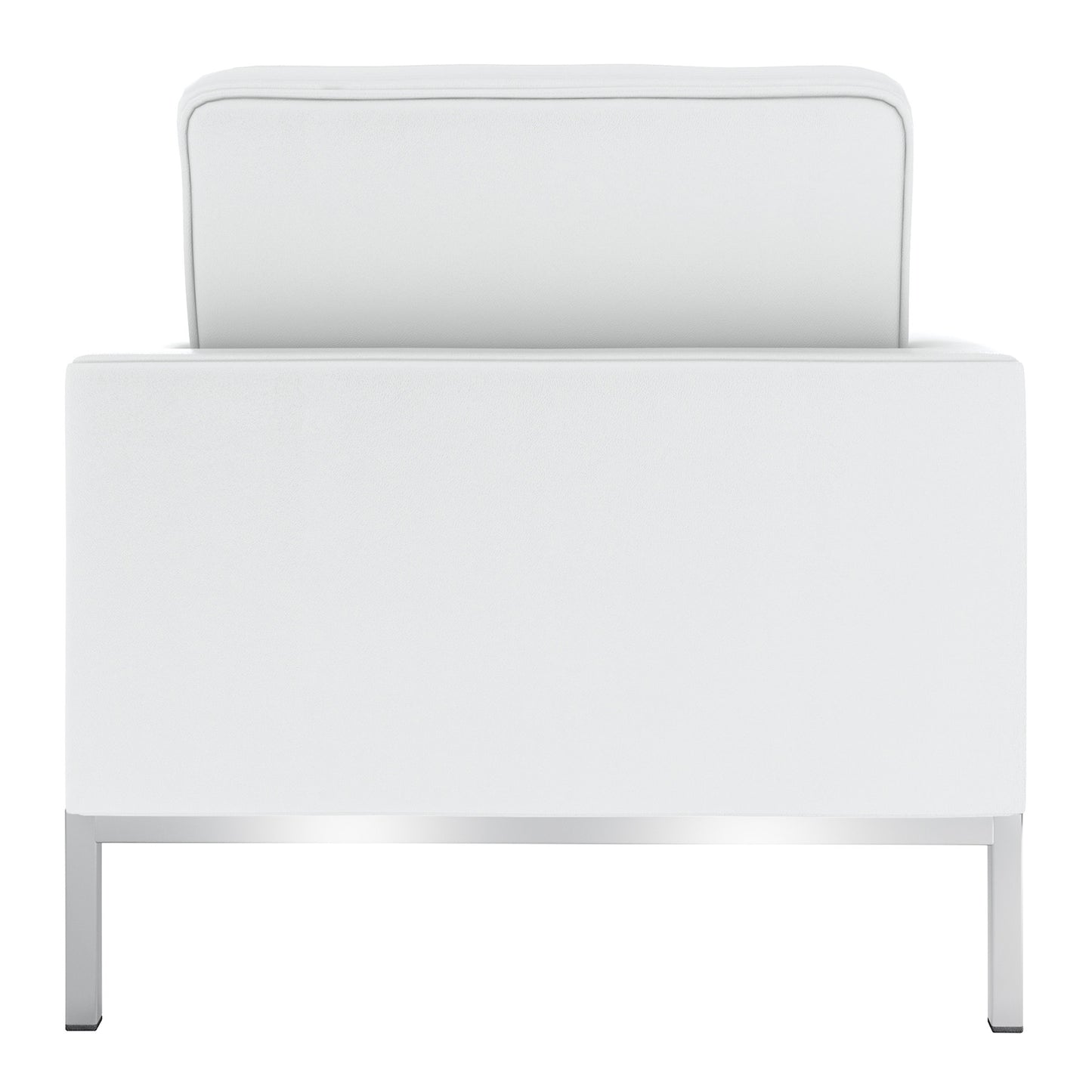 31" White and Silver Italian Leather Tufted Club Chair