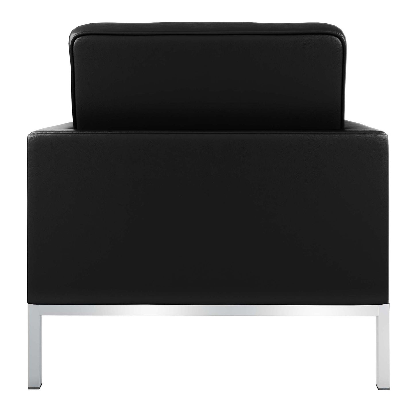 31" Black and Silver Italian Leather Tufted Club Chair