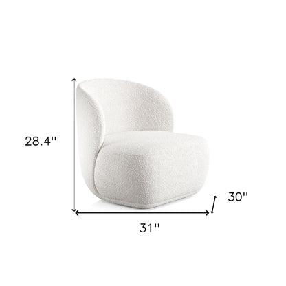 31" White Boucle Wingback Chair