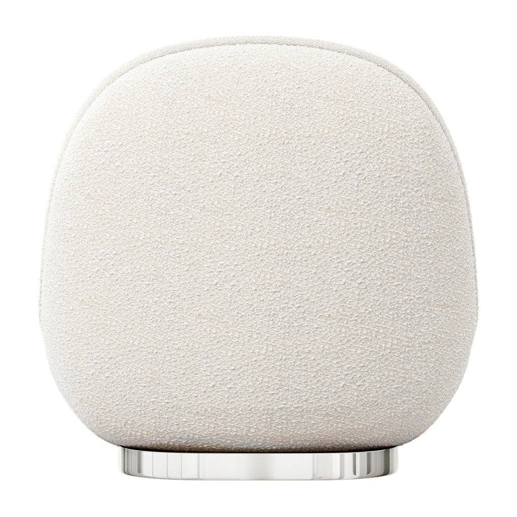 30" White and Silver Boucle Slipper Chair