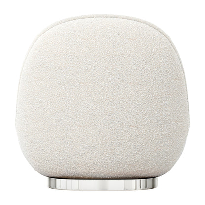 30" White and Silver Boucle Slipper Chair