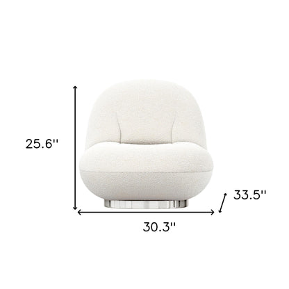 30" White and Silver Boucle Slipper Chair