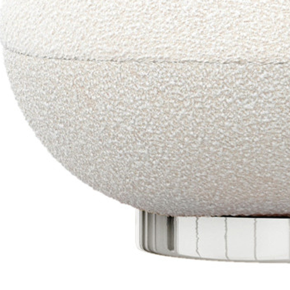 30" White and Silver Boucle Slipper Chair