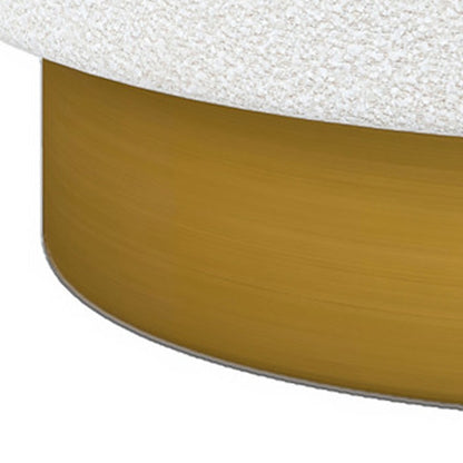 28" White and Gold Boucle Swivel Barrel Chair