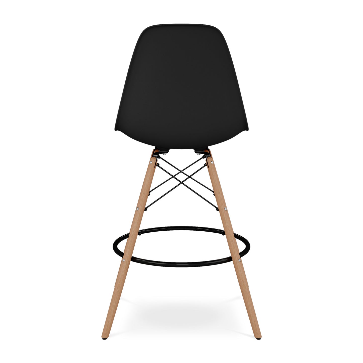 28" Black And Brown Heavy Duty Plastic And Solid Wood Counter Height Bar Chair