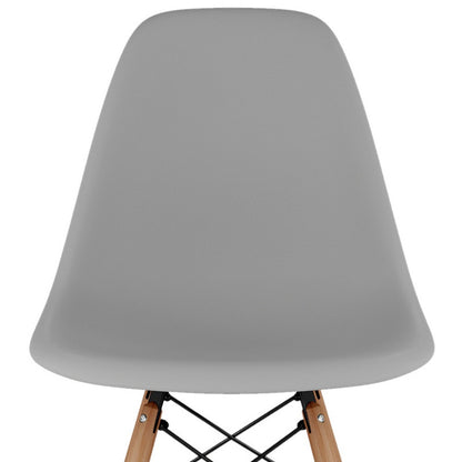 28" Gray And Brown Heavy Duty Plastic And Solid Wood Counter Height Bar Chair