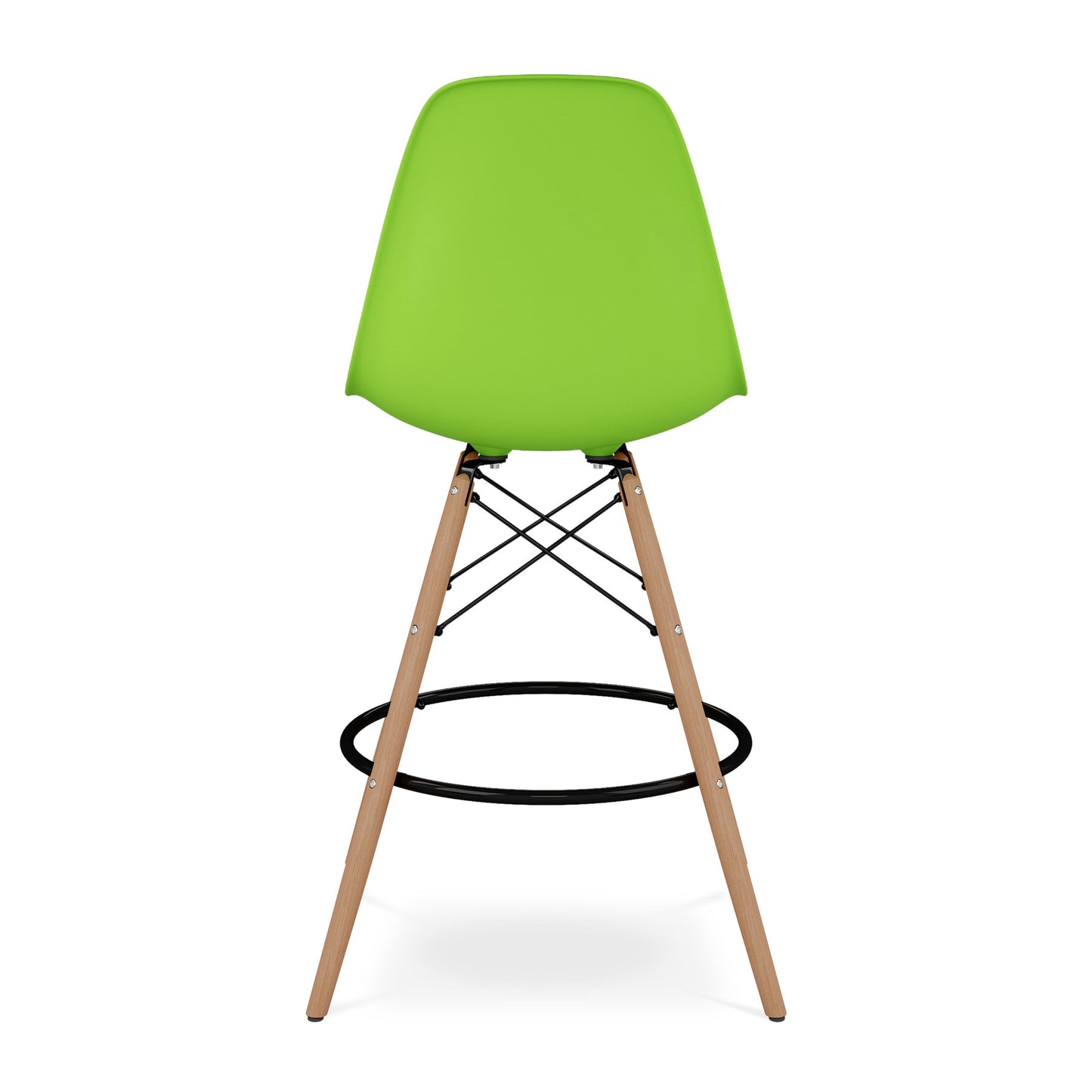 28" Green And Brown Heavy Duty Plastic And Solid Wood Counter Height Bar Chair