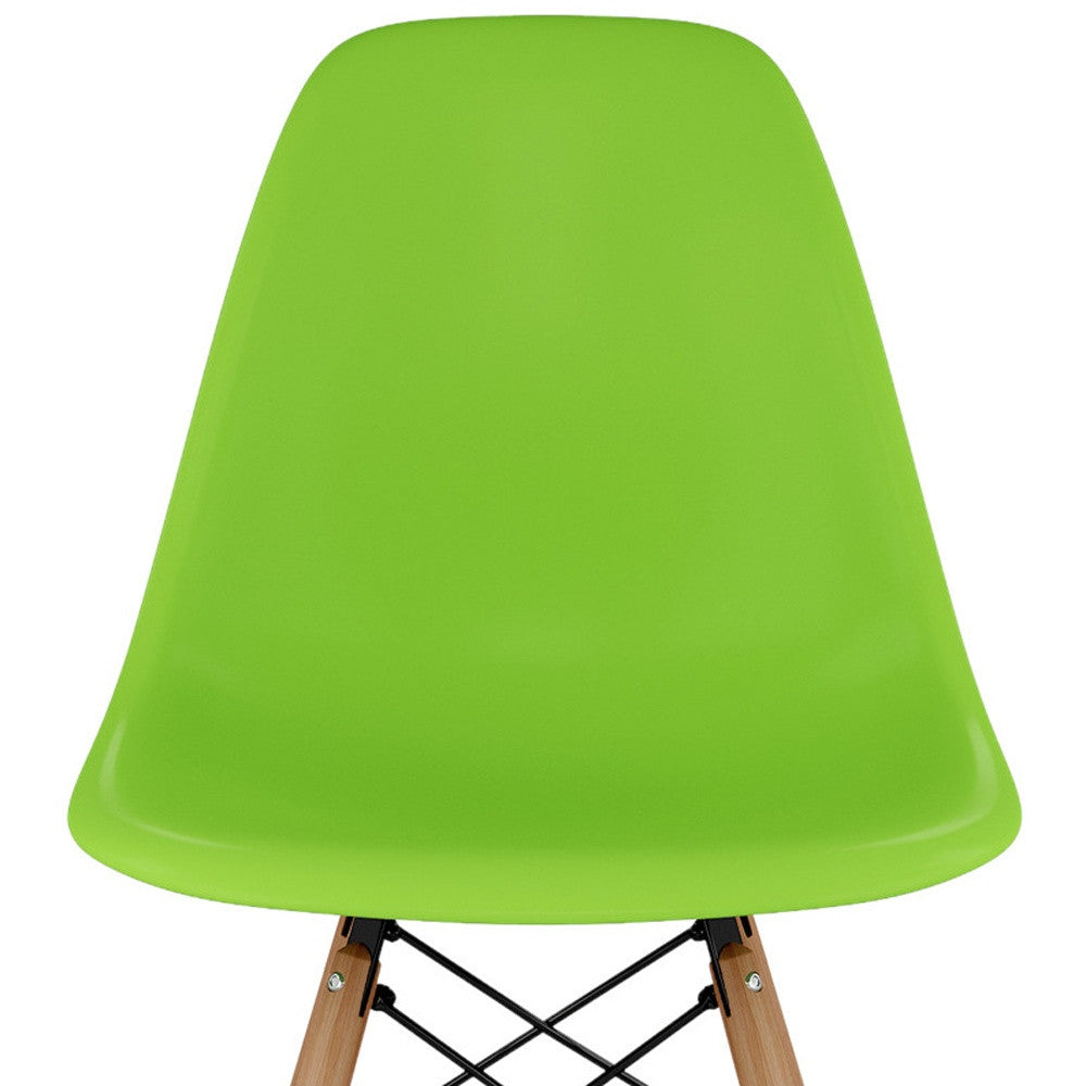 28" Green And Brown Heavy Duty Plastic And Solid Wood Counter Height Bar Chair