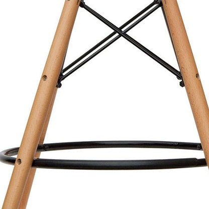 28" Clear And Brown Acrylic And Solid Wood Counter Height Bar Chair