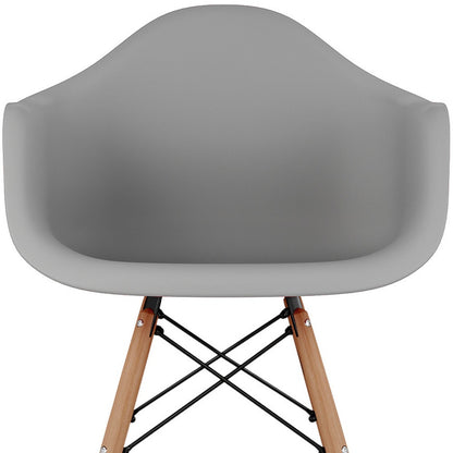 28" Gray And Brown Heavy Duty Plastic And Solid Wood Low Back Counter Height Bar Chair