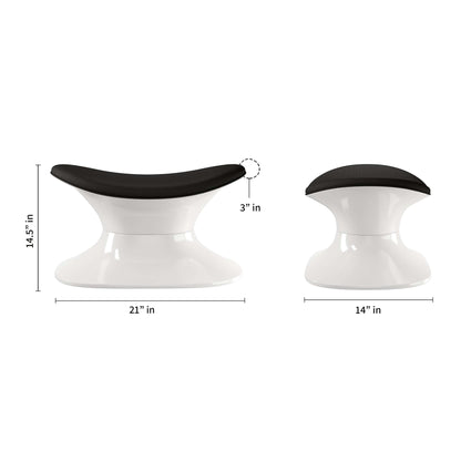 21" Black and White Wool And Fiberglass Contempo Footstool Ottoman