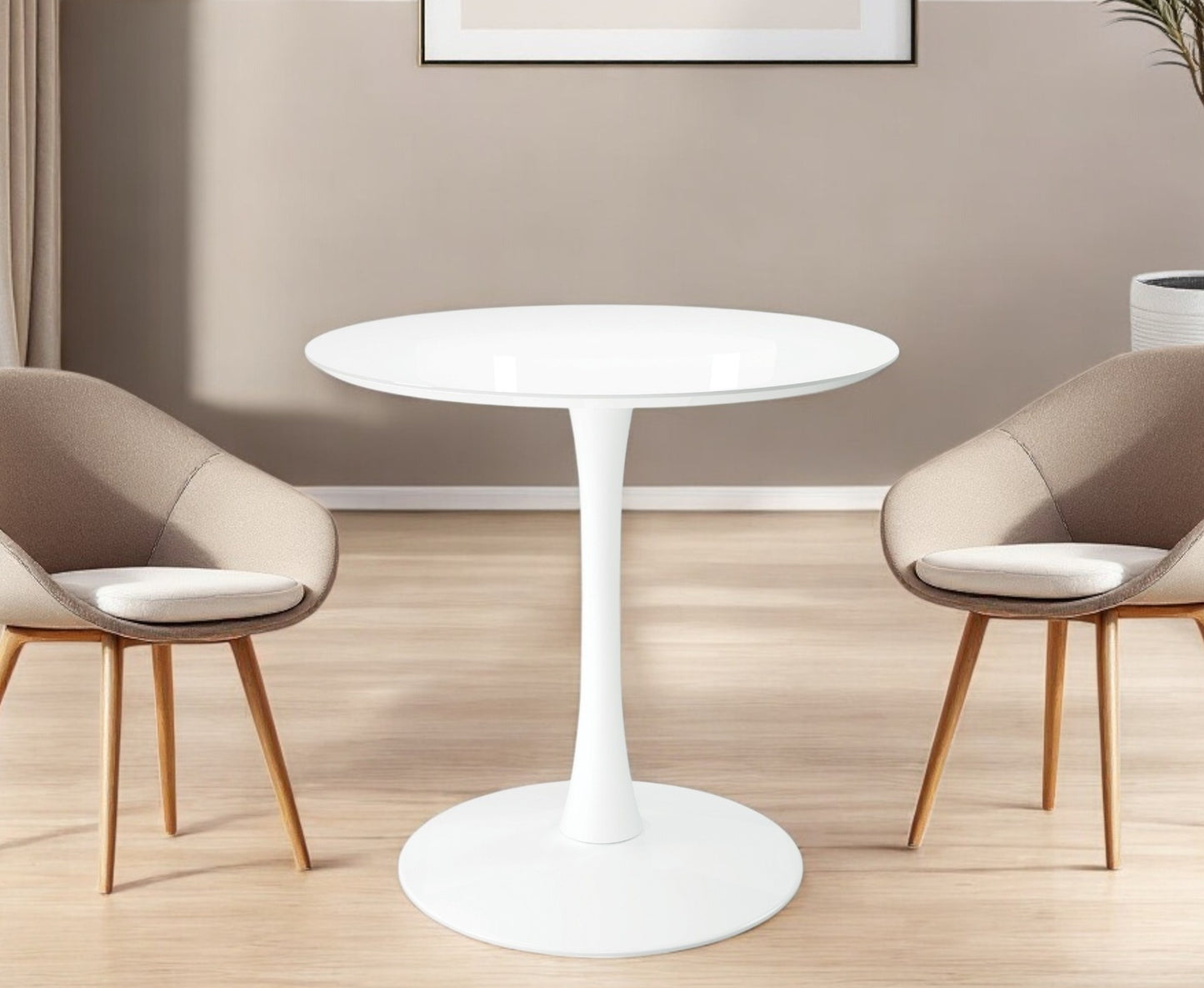 32" White Metal Dining Table