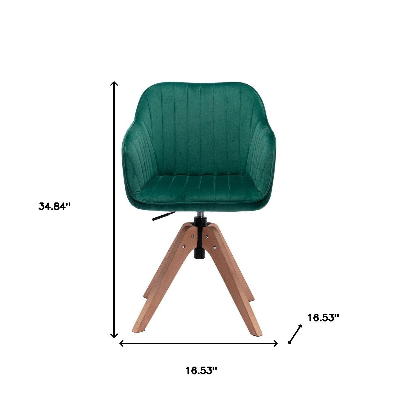 Tufted Green and Natural Upholstered Velvet Dining Arm Chair