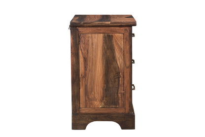 27" Dark Brown Solid Wood Three Drawer Nightstand