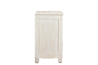 30" White Solid Wood Distressed Three Drawer Nightstand