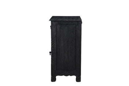 30" Black Solid Wood Distressed One Drawer Nightstand