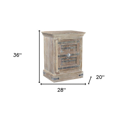 36" White Solid Wood Distressed Nightstand