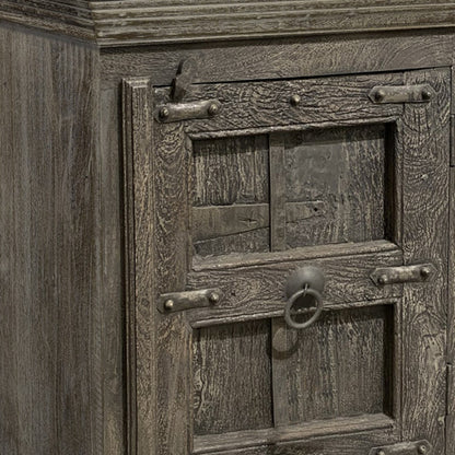 36" Brown Solid Wood Distressed Nightstand