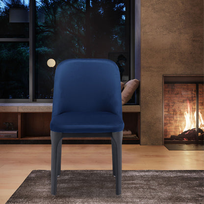 Blue and Black Upholstered Velvet Dining Side Chair