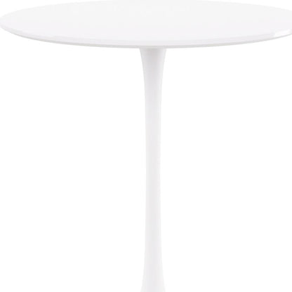 36" White Rounded Manufactured Wood and Metal Bar Table