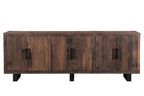 100" Dark Brown Distressed Reclaimed Wood Sideboard with Six Doors