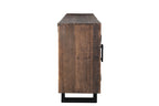 100" Dark Brown Distressed Reclaimed Wood Sideboard with Six Doors
