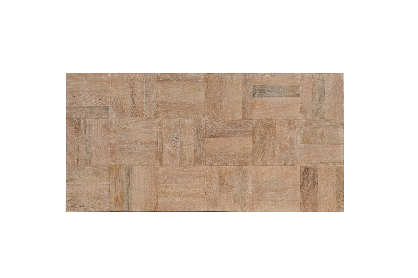 59" Natural and Black Solid Wood Block Coffee Table