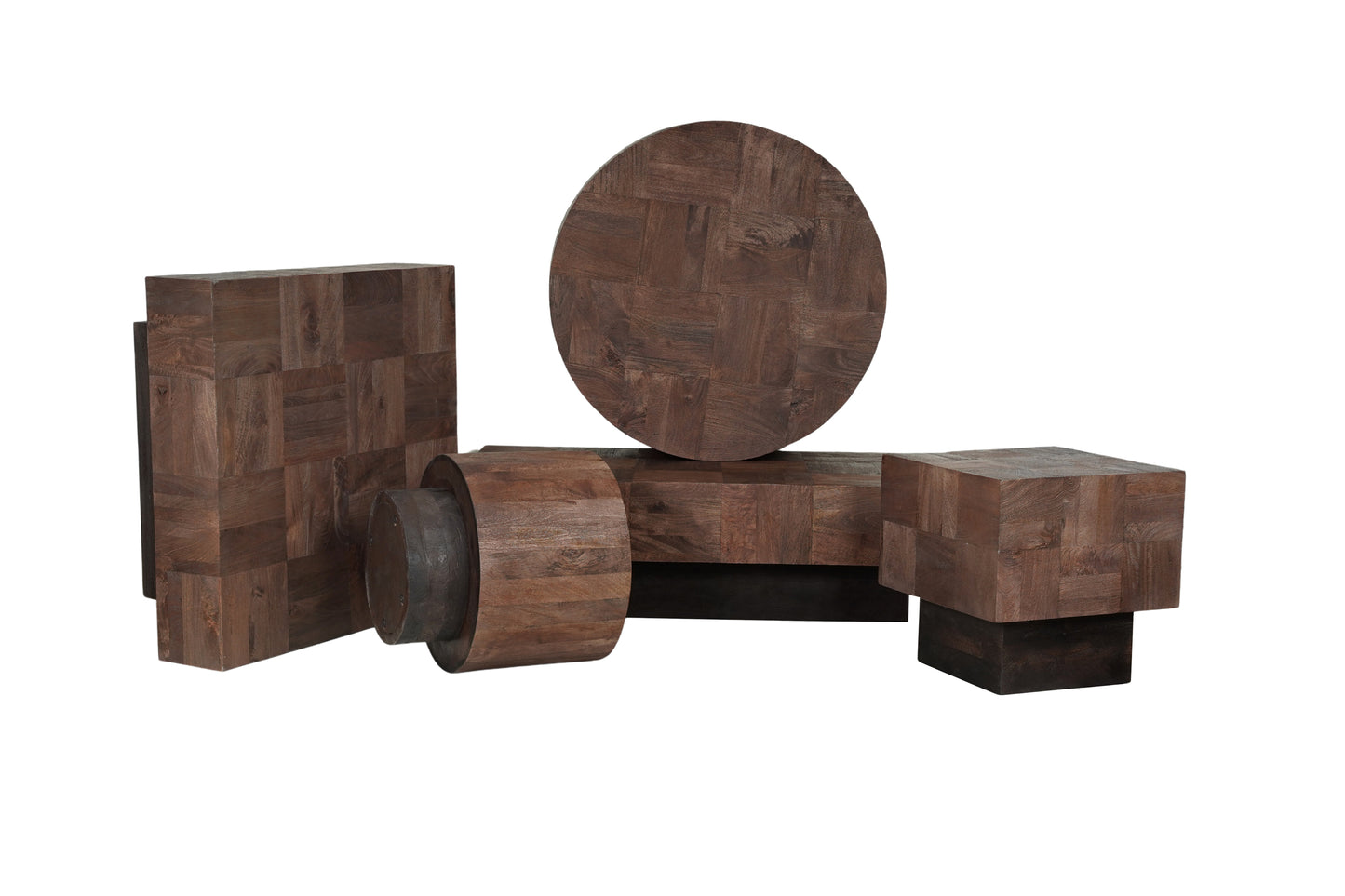 22" Black And Brown Solid Wood Square End Table