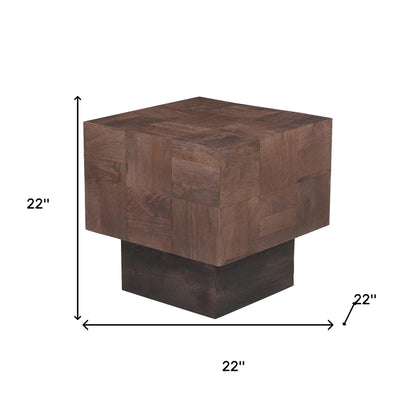22" Black And Brown Solid Wood Square End Table
