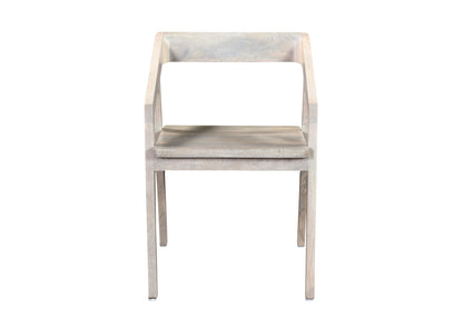 White Solid Wood Open Back Dining Arm Chair