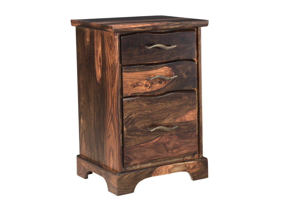 30" Dark Brown Solid Wood Three Drawers Filing Cabinet