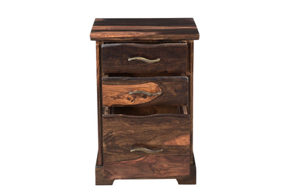 30" Dark Brown Solid Wood Three Drawers Filing Cabinet